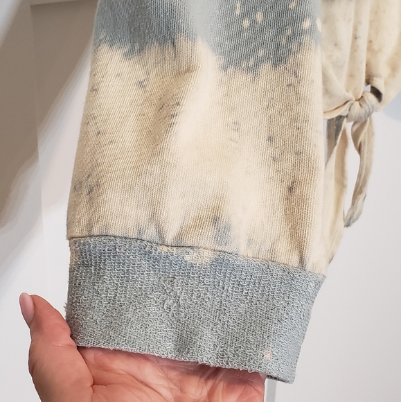 Hem & Thread Mint Pullover Sweatshirt Tie Dye Bleach Front Tie Size Large - Picture 13 of 14
